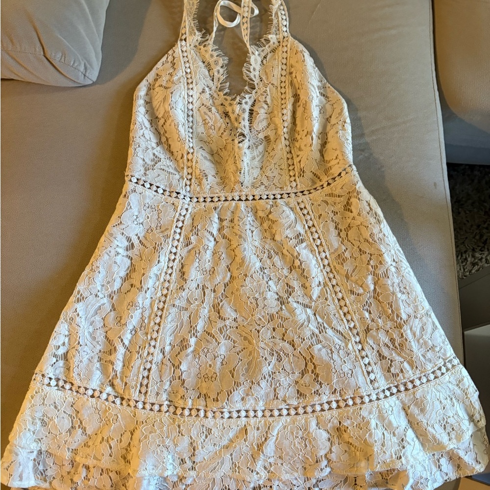 Elegant Lace Halter Dress